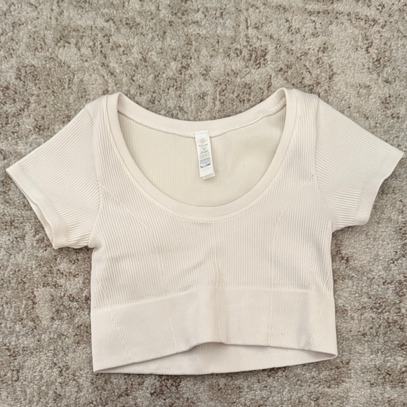 Cream Ribbed Crop Top - Picture 1 of 3